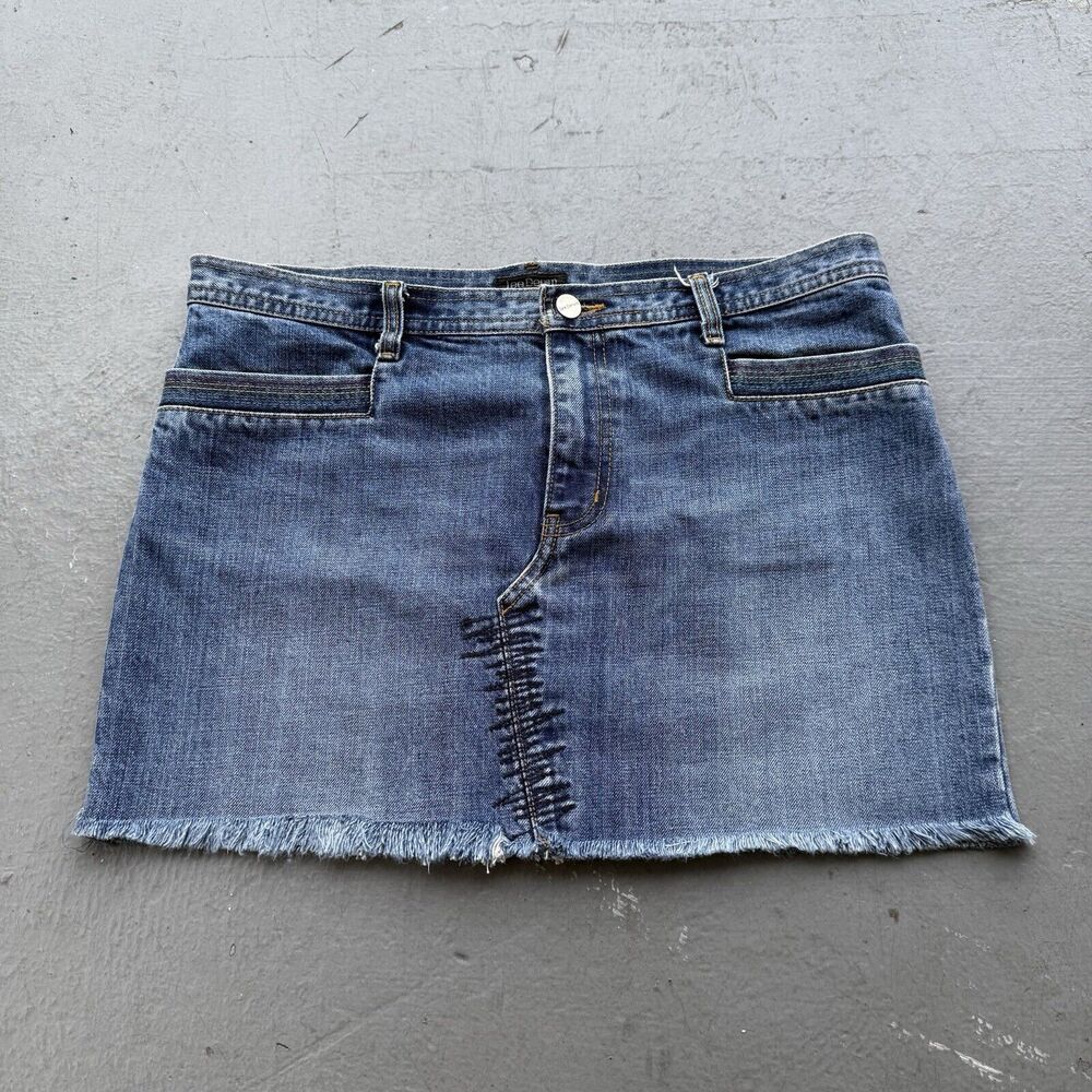 Lee Vintage Y2K Rainbow Embroidered Mid Rise Mini Jean Skirt - Blue Wms 14